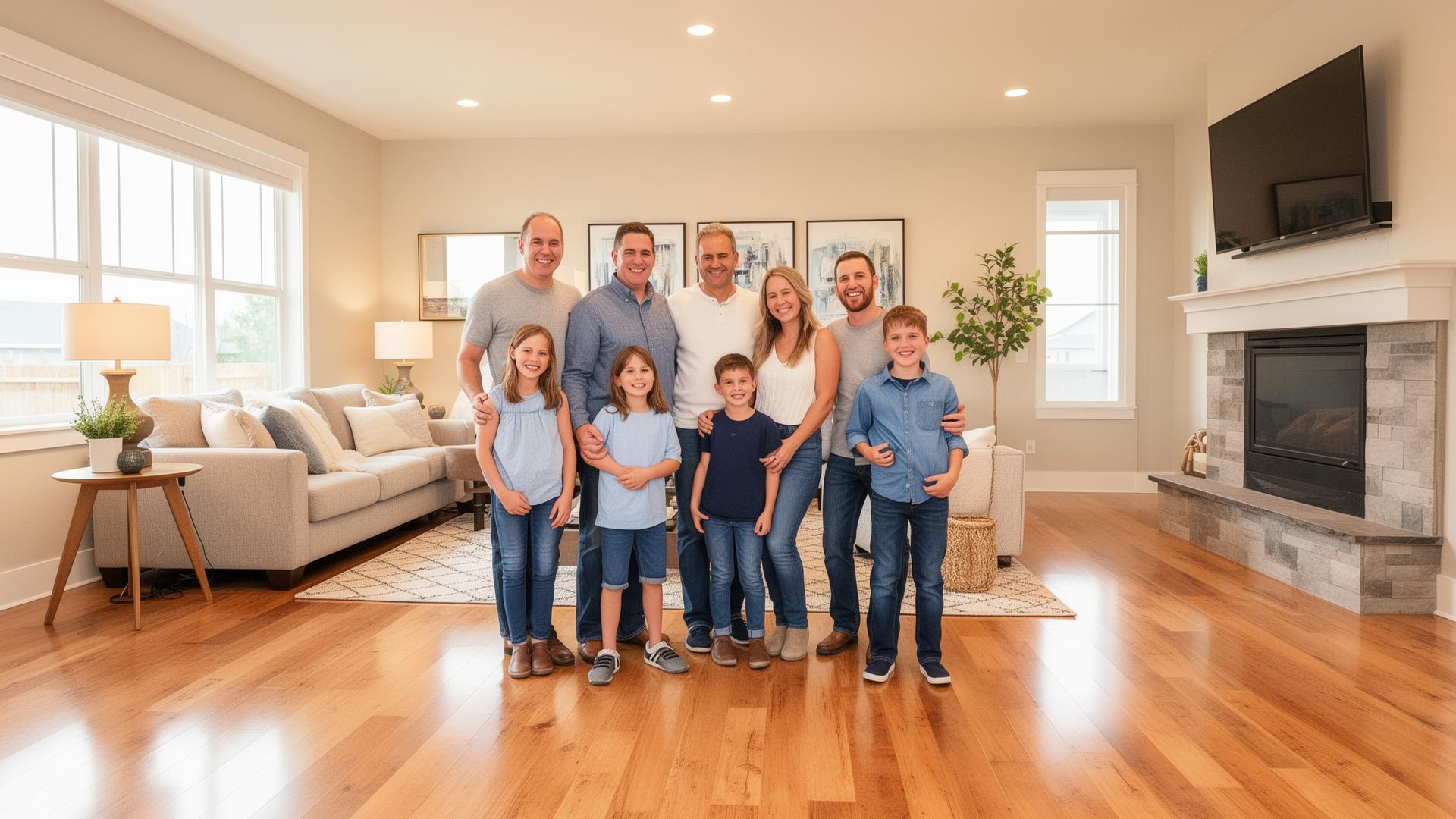 Happy homeowner in clean home